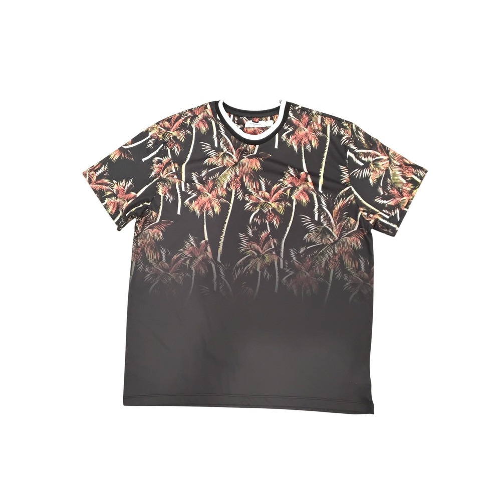 Topman Mens Palm Tree Tropical Print Gradient T-Shirt Black Pink Size Large